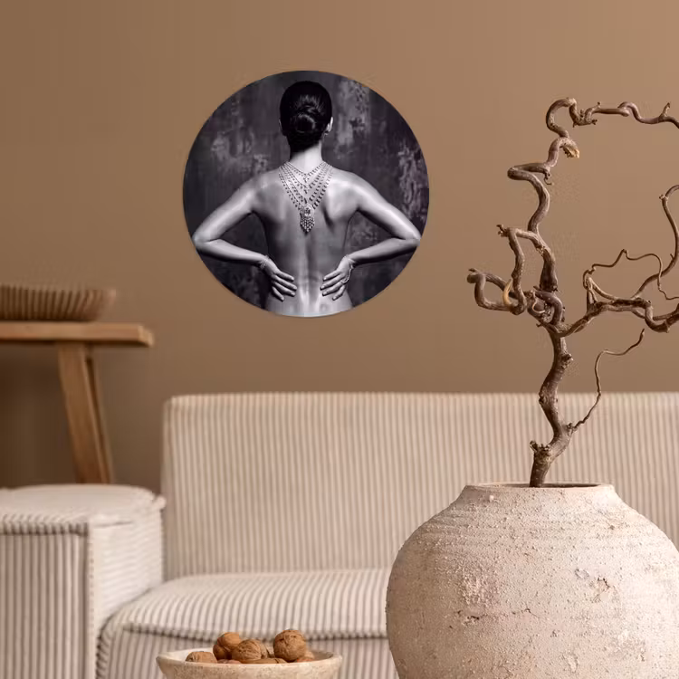 Behangcirkel - Rug - Ketting - Portret - Zwart - Wit - Glamour — 2