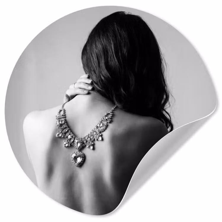 Behangcirkel - Vrouw - Ketting - Fashion - Zwart - Wit — 1