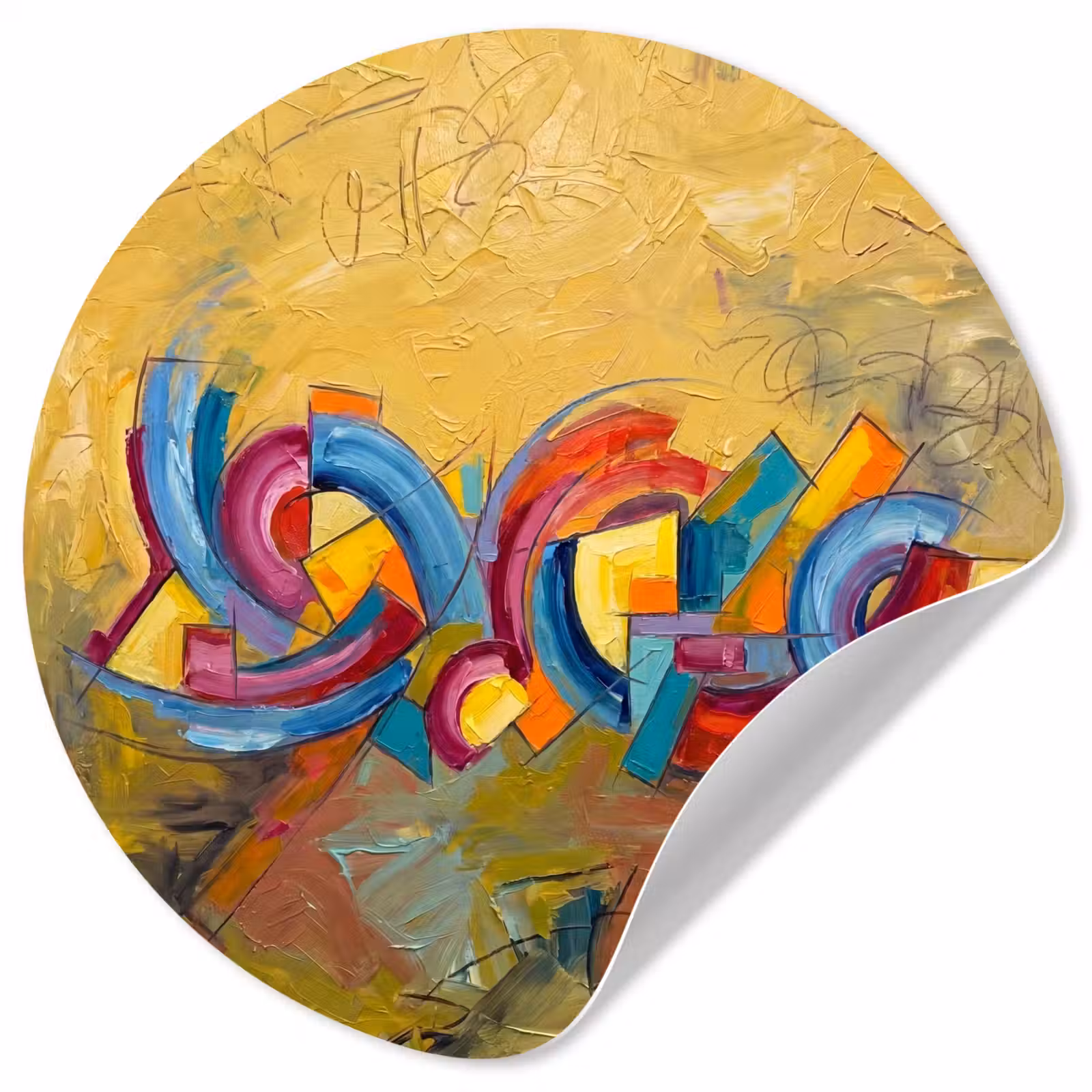 Behangcirkel - Abstract - Cirkels - Schilderij - Kleurrijk - Dynamisch — 1