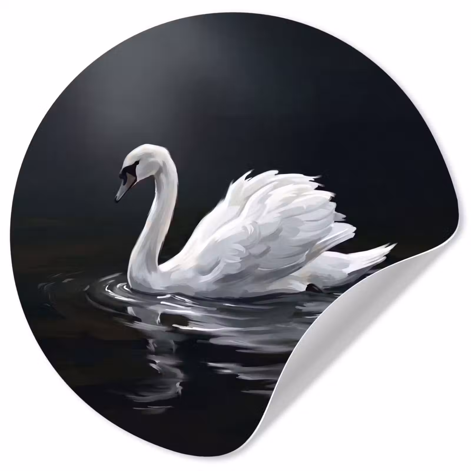 Behangcirkel - Zwaan - Water - Natuur - Realistisch - Wit — 1