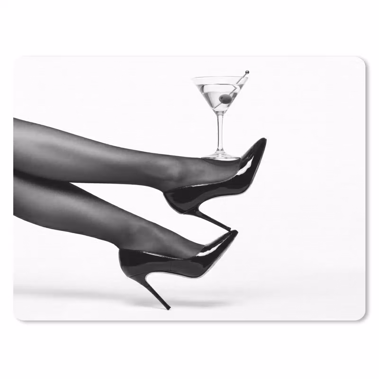 Muismat - Benen - Hakken - Glas - Zwart - Wit - Speels — 1