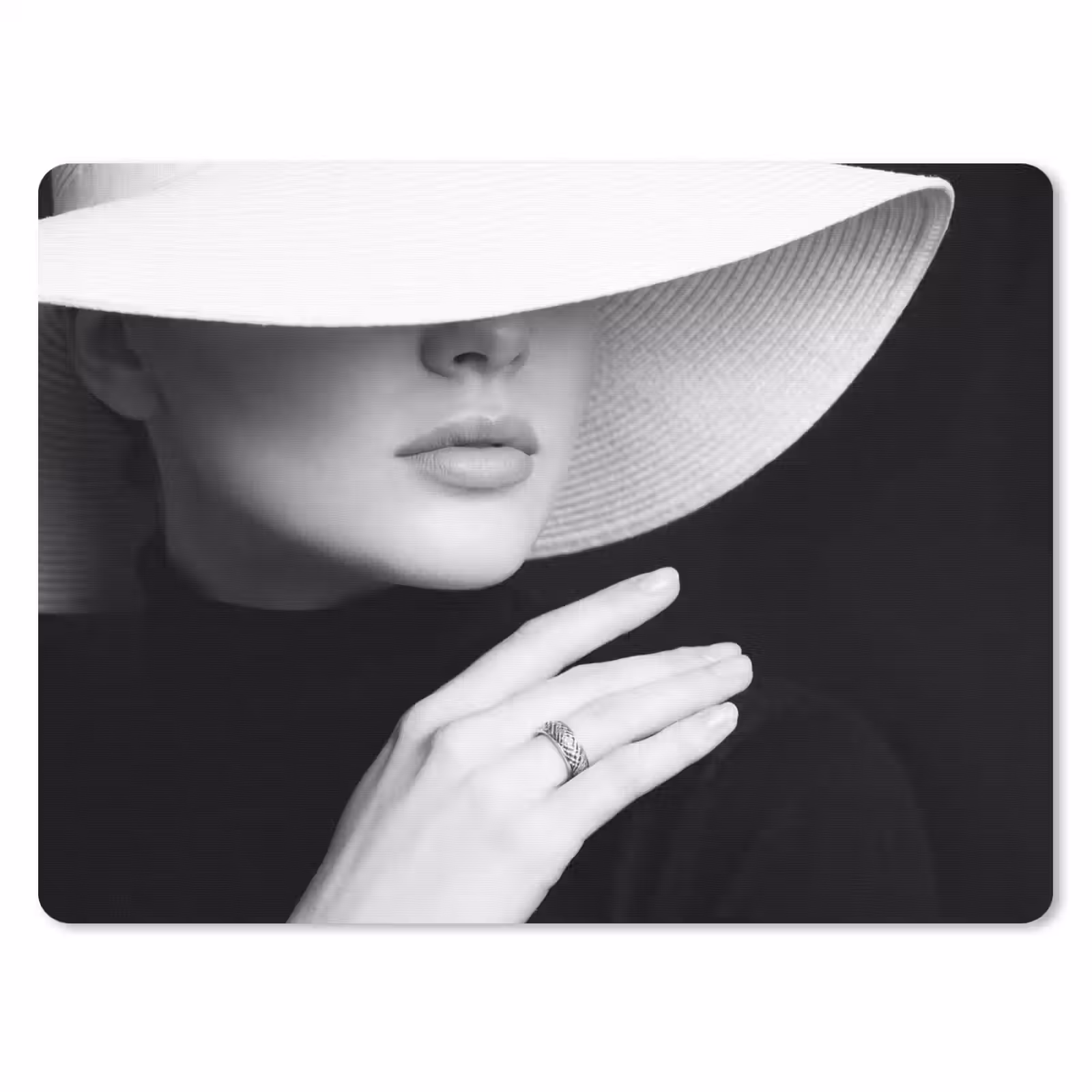 Muismat - Vrouw - Hoed - Hand - Zwart - Wit - Klassiek — 1