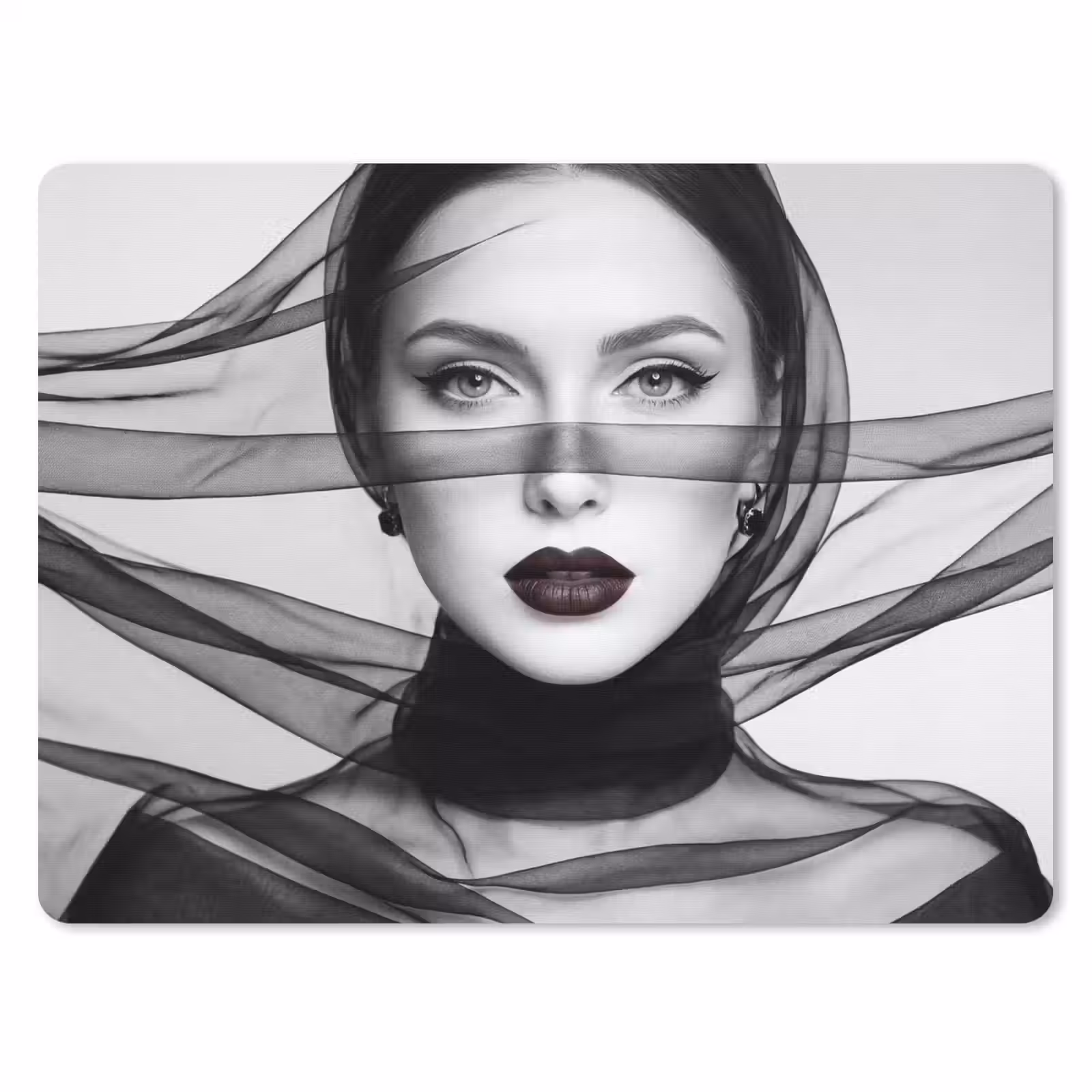 Muismat - Vrouw - Sluier - Portret - Zwart - Wit - Elegant — 1