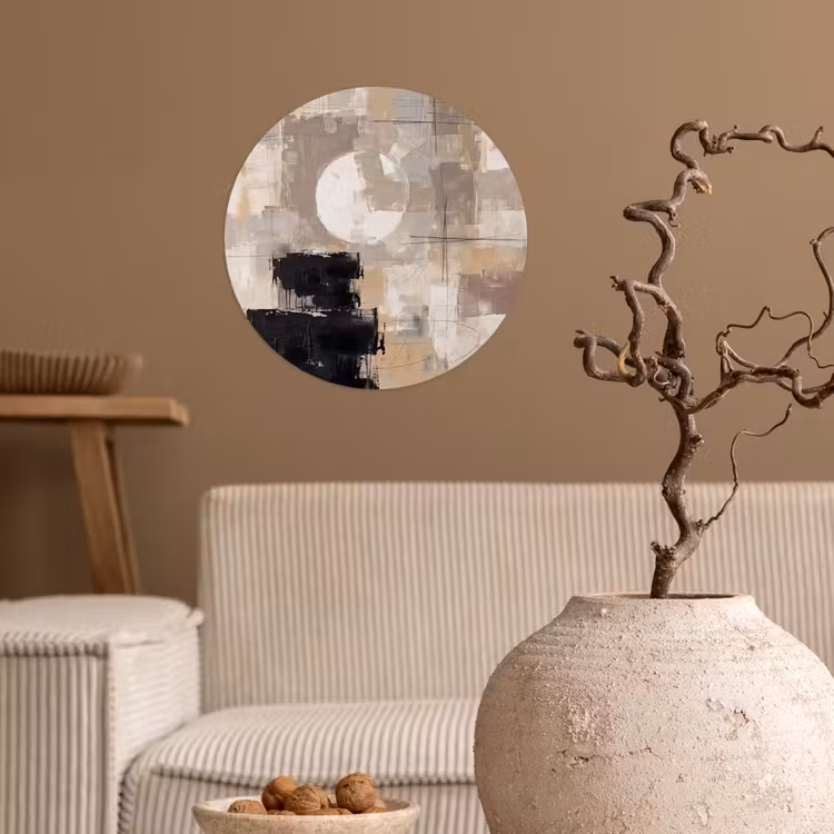 Behangcirkel - Abstract - Cirkel - Modern - Beige - Zwart - Minimalistisch — 2