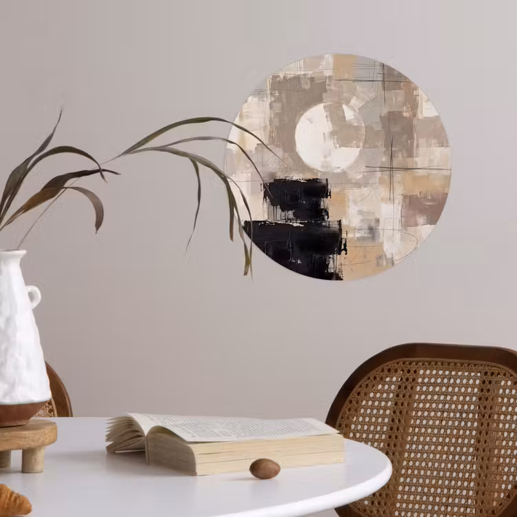 Behangcirkel - Abstract - Cirkel - Modern - Beige - Zwart - Minimalistisch — 4