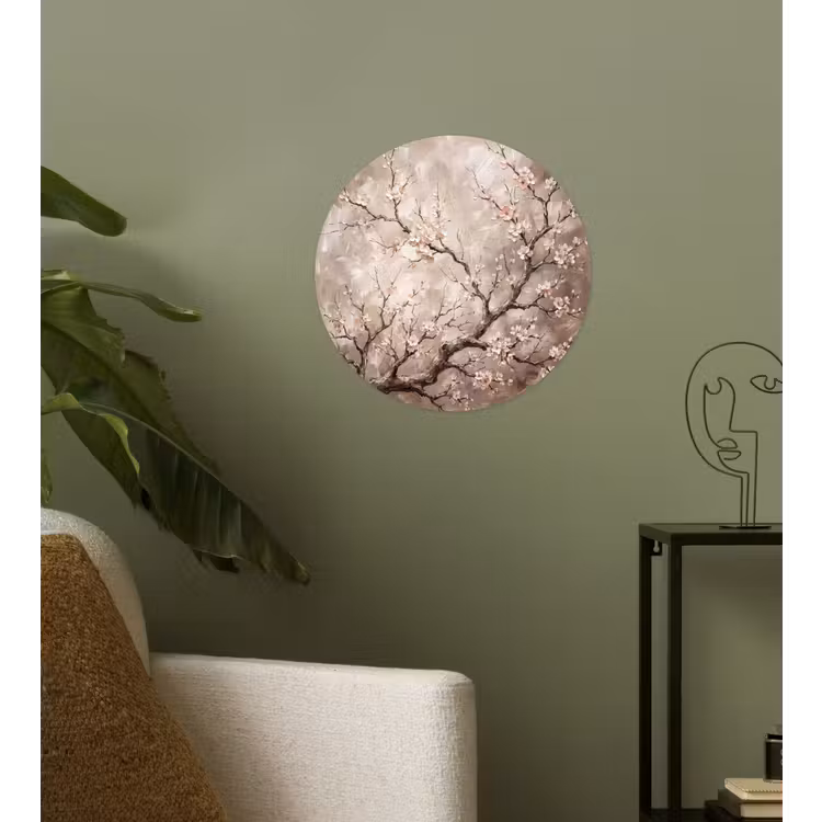 Behangcirkel - Bloesem - Takken - Schilderij - Beige - Serene — 3