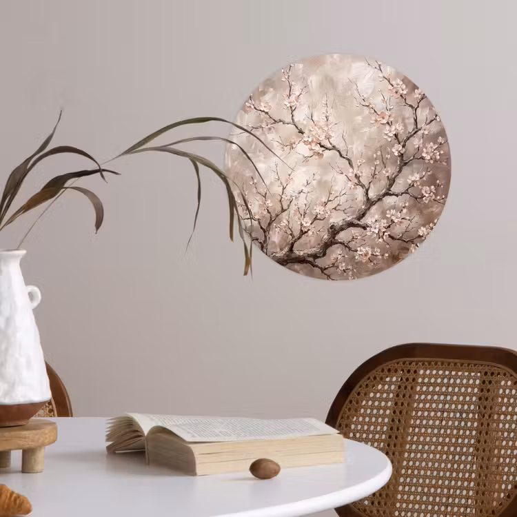 Behangcirkel - Bloesem - Takken - Schilderij - Beige - Serene — 4