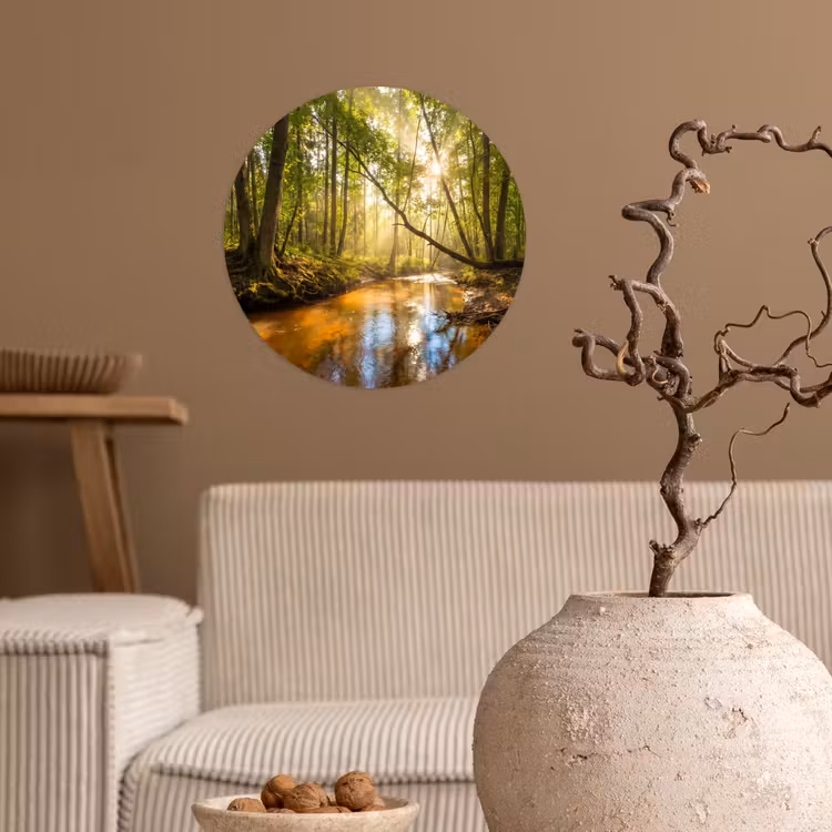 Behangcirkel - Bos - Beek - Zonlicht - Natuur - Groen — 2