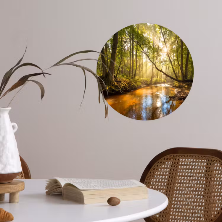 Behangcirkel - Bos - Beek - Zonlicht - Natuur - Groen — 4
