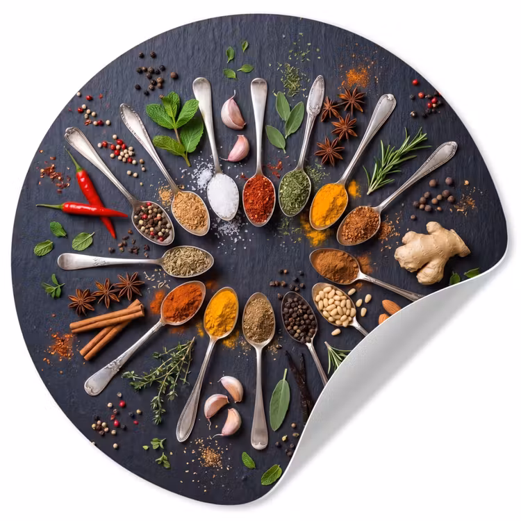Behangcirkel - Kruiden - Lepels - Culinair - Kleurrijk - Sfeervol — 1