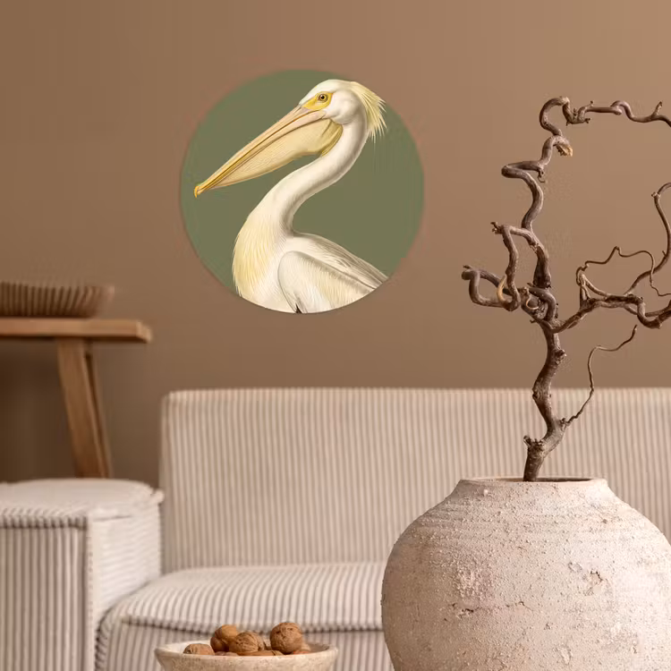 Behangcirkel - Pelikaan - Wit - Vogel - Klassiek - Natuur — 2