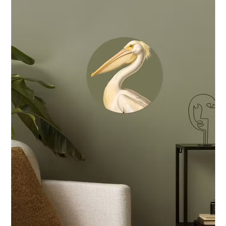 Behangcirkel - Pelikaan - Wit - Vogel - Klassiek - Natuur — 3
