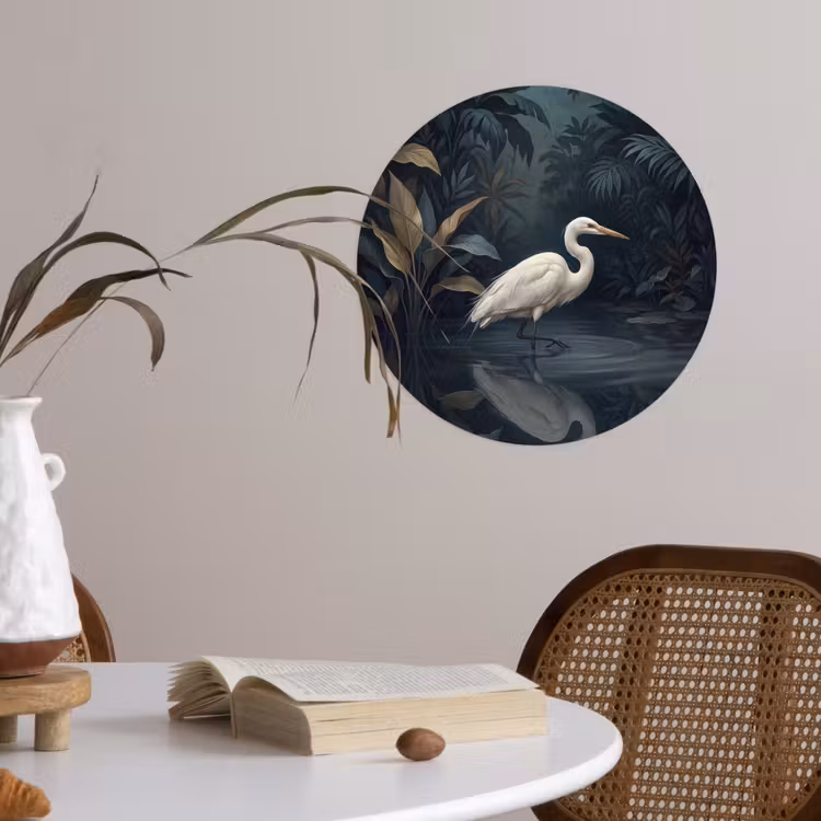 Behangcirkel - Reiger - Water - Natuur - Modern - Wit — 4