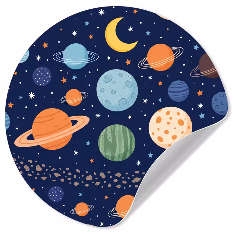 Behangcirkel - Ruimte - Planeten - Kleurrijk — 1