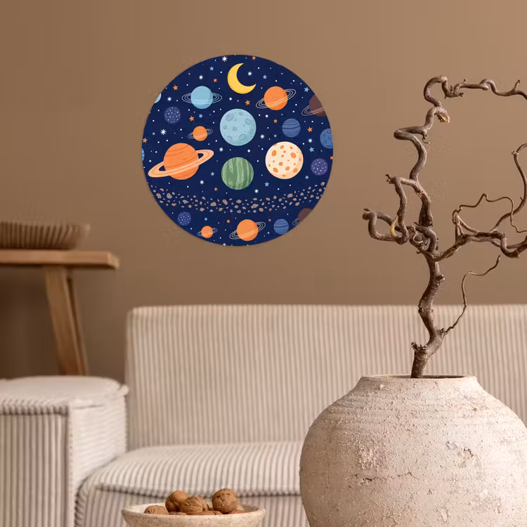 Behangcirkel - Ruimte - Planeten - Kleurrijk — 2