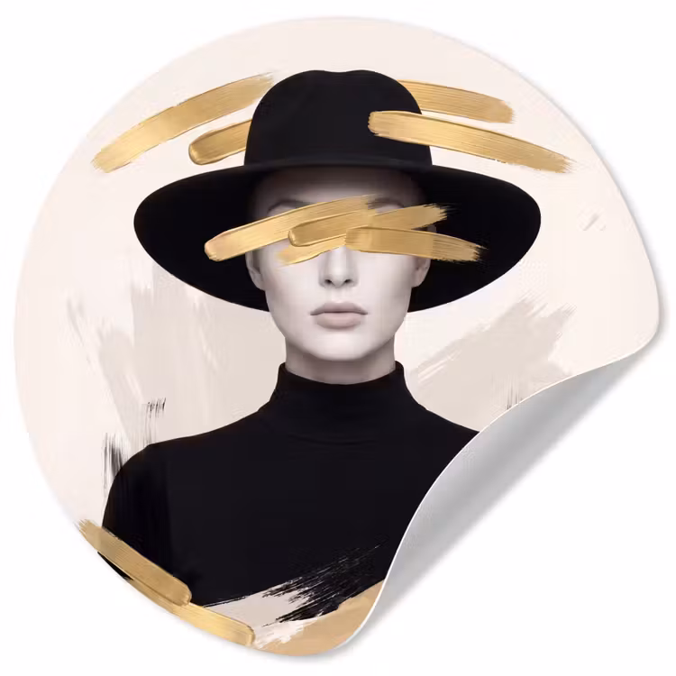 Behangcirkel - Vrouw - Portret - Modern - Goud - Kunst — 1