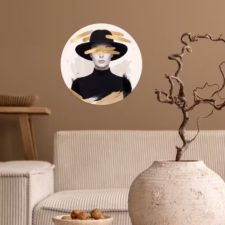 Behangcirkel - Vrouw - Portret - Modern - Goud - Kunst — 2