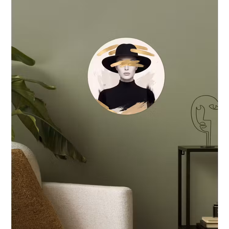 Behangcirkel - Vrouw - Portret - Modern - Goud - Kunst — 3