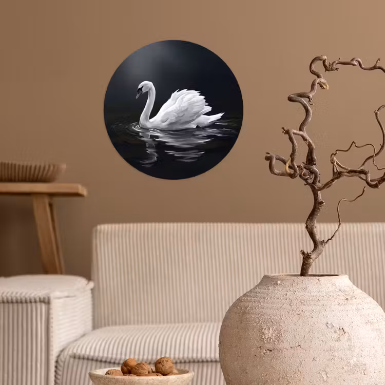 Behangcirkel - Zwaan - Water - Natuur - Realistisch - Wit — 2