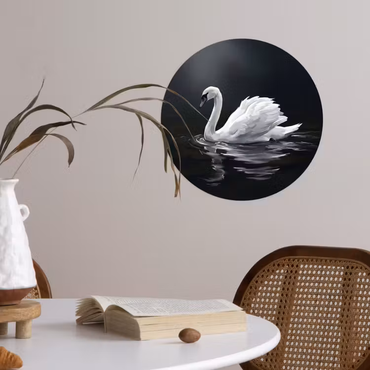 Behangcirkel - Zwaan - Water - Natuur - Realistisch - Wit — 4