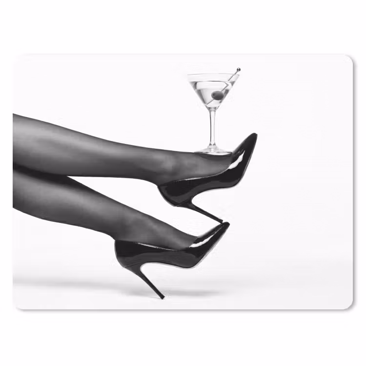 Muismat - Benen - Hakken - Glas - Zwart - Wit - Speels — 1