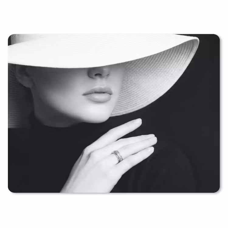 Muismat - Vrouw - Hoed - Hand - Zwart - Wit - Klassiek — 1