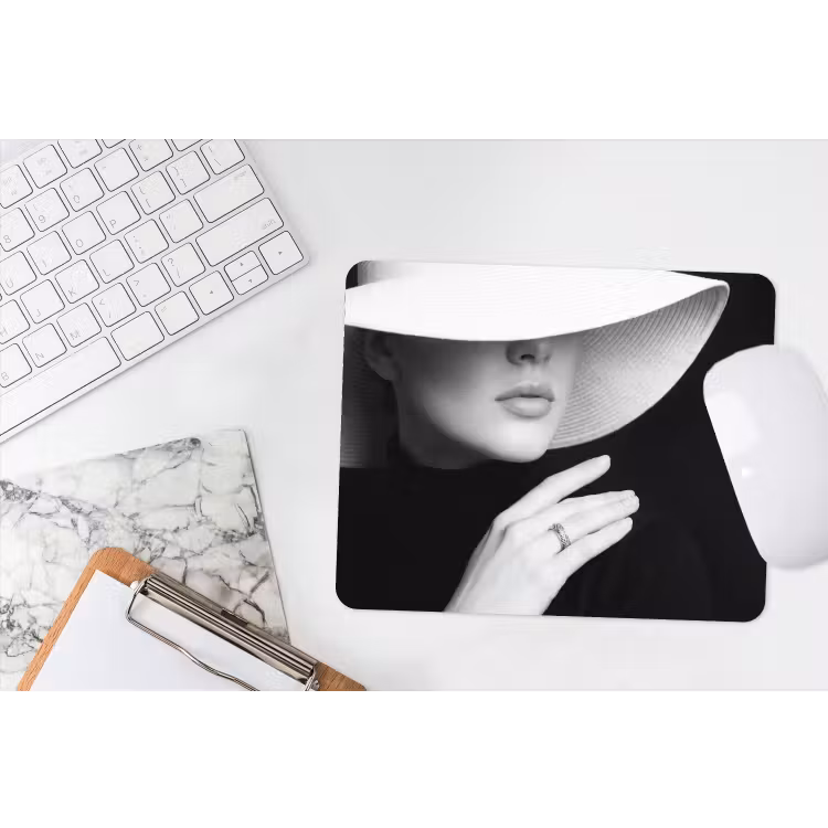 Muismat - Vrouw - Hoed - Hand - Zwart - Wit - Klassiek — 2