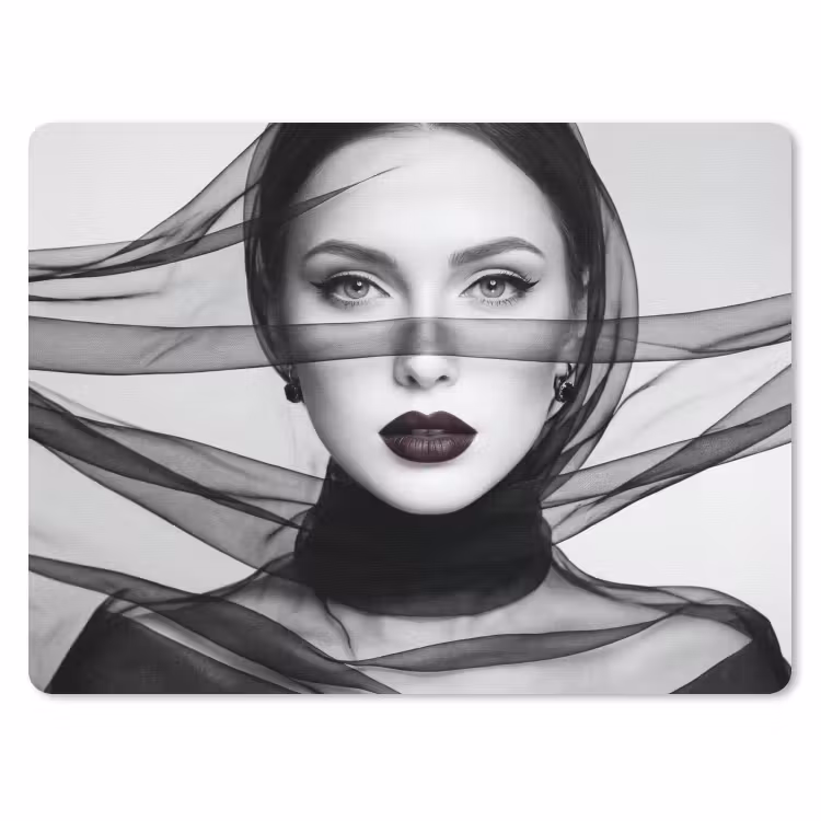 Muismat - Vrouw - Sluier - Portret - Zwart - Wit - Elegant — 1