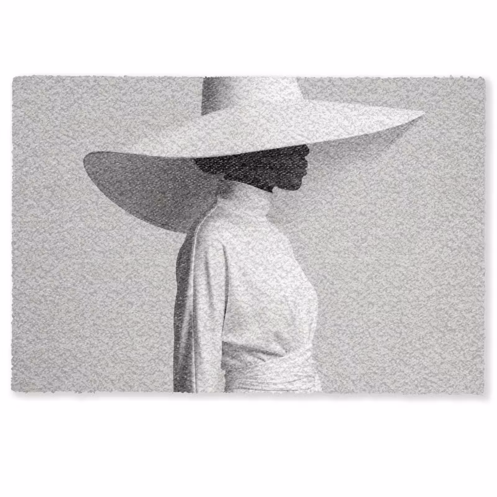 Deurmat - Vrouw - Profiel - Hoed - Zwart - Wit - Minimalistisch — 1