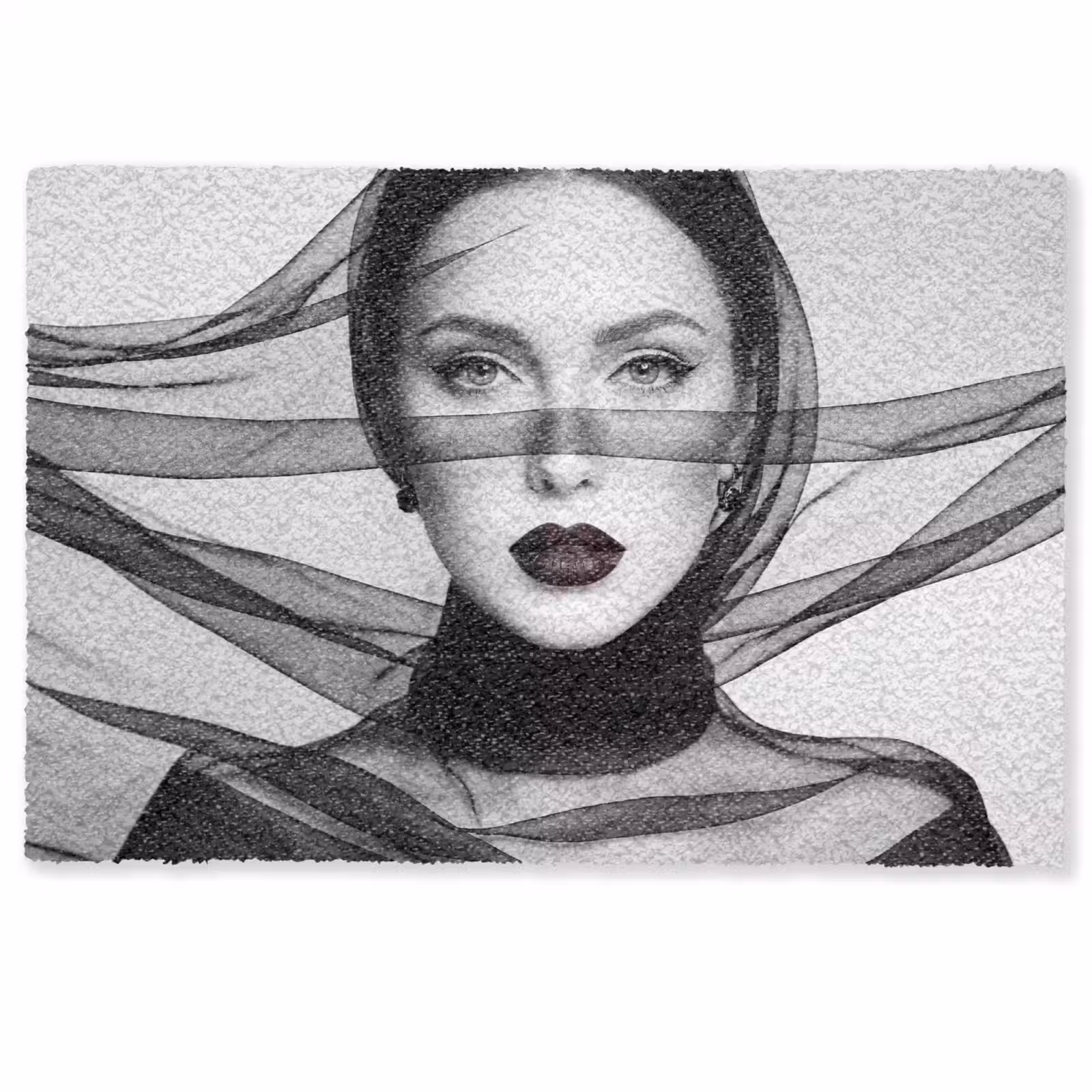 Deurmat - Vrouw - Sluier - Portret - Zwart - Wit - Elegant — 1