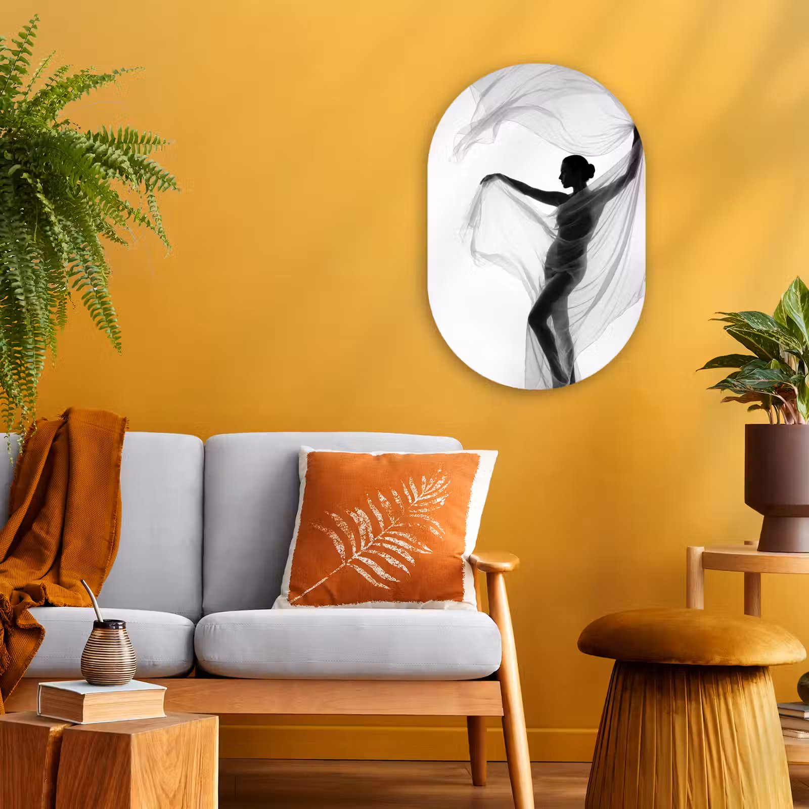 Muurovaal - Kunststof - Silhouet - Sluier - Vormen - Zwart - Wit - Sensueel — 1