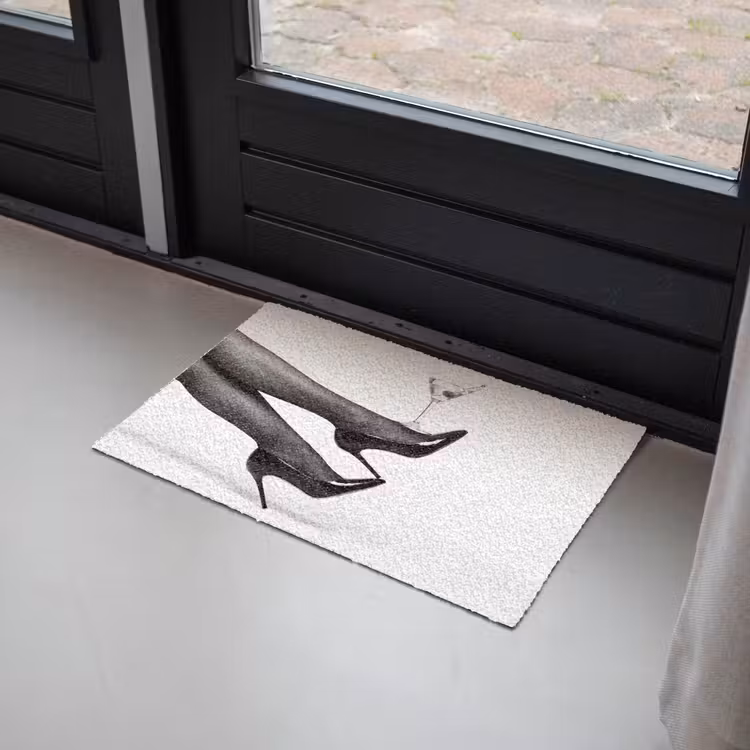 Deurmat - Benen - Hakken - Glas - Zwart - Wit - Speels — 2