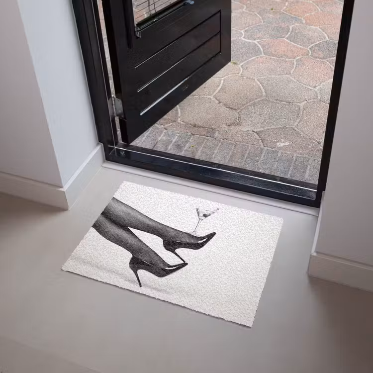 Deurmat - Benen - Hakken - Glas - Zwart - Wit - Speels — 4