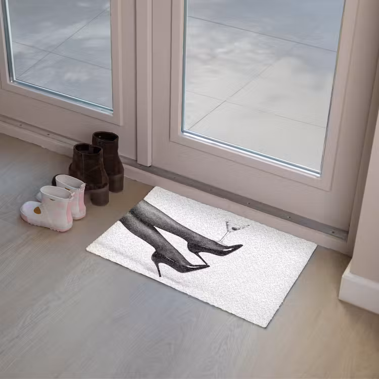 Deurmat - Benen - Hakken - Glas - Zwart - Wit - Speels — 8