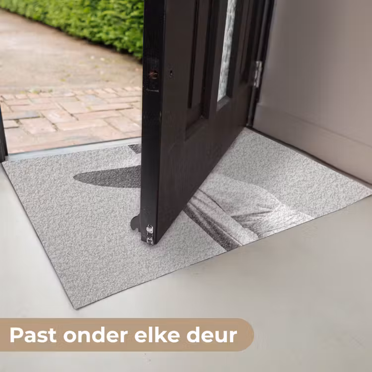 Deurmat - Vrouw - Profiel - Hoed - Zwart - Wit - Minimalistisch — 7