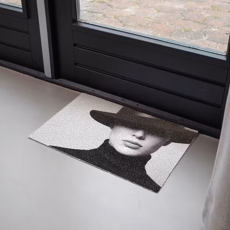 Deurmat - Vrouw - Schaduw - Zwart - Wit - Mysterieus — 2