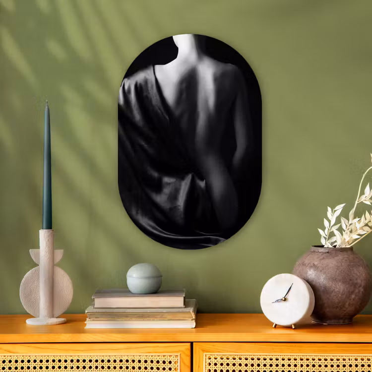 Muurovaal - Kunststof - Schouder - Zijde - Rug - Zwart - Wit - Elegant — 2