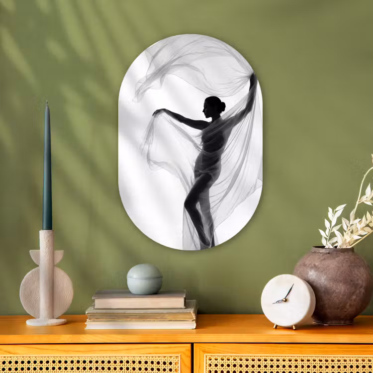 Muurovaal - Kunststof - Silhouet - Sluier - Vormen - Zwart - Wit - Sensueel — 2