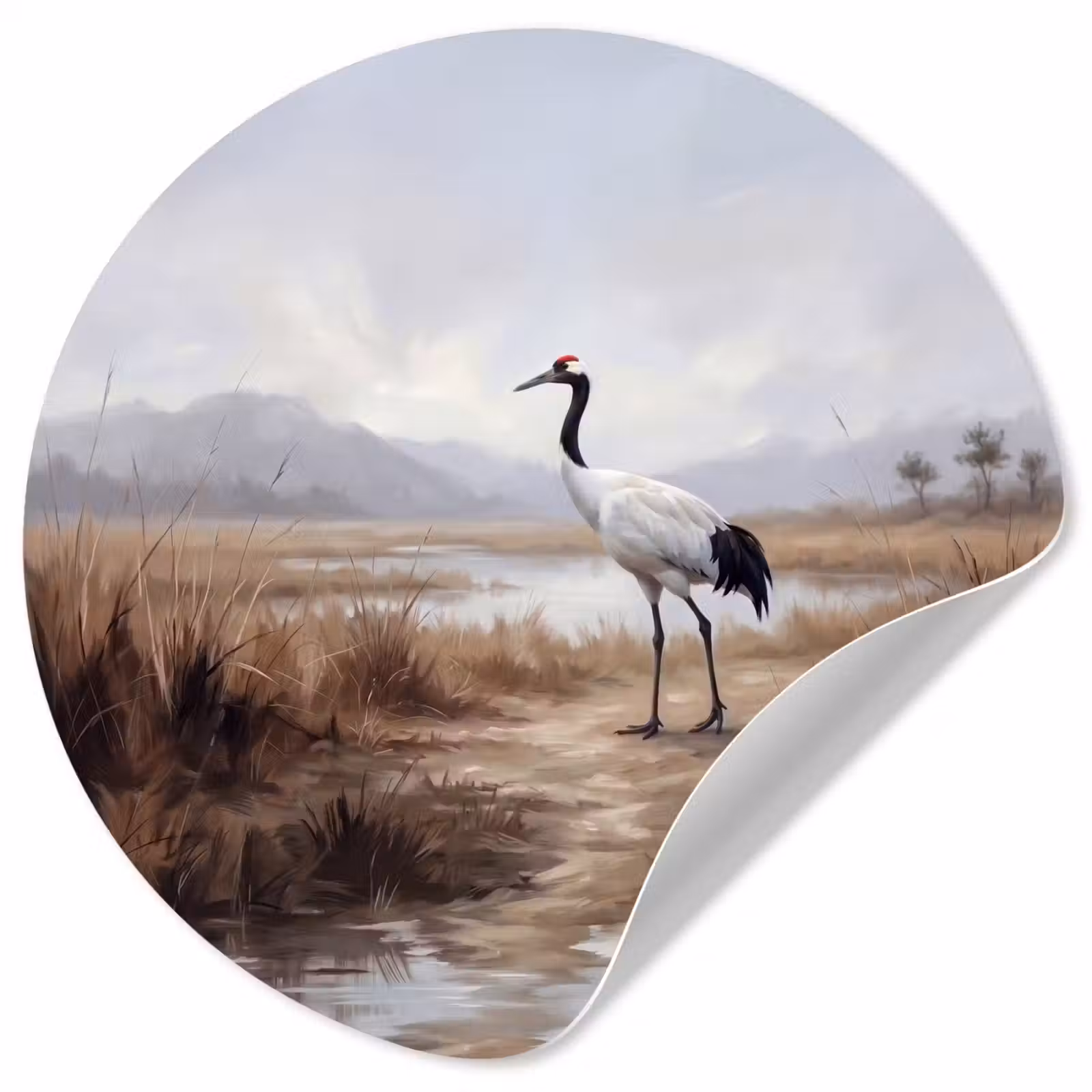 Behangcirkel - Kraanvogel - Natuur - Realistisch — 1