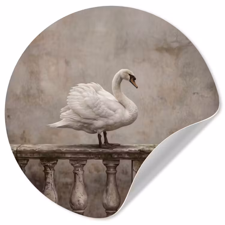 Behangcirkel - Zwaan - Elegant - Dieren - Wit — 1