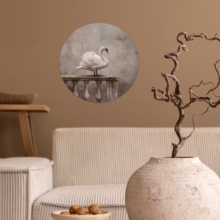 Behangcirkel - Zwaan - Elegant - Dieren - Wit — 2