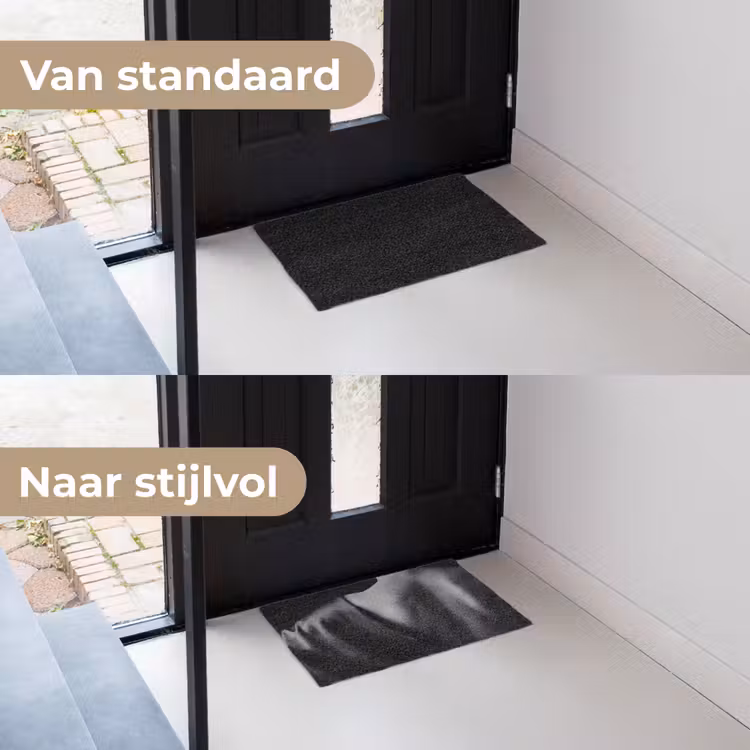 Deurmat - Schouder - Zijde - Rug - Zwart - Wit - Elegant — 3