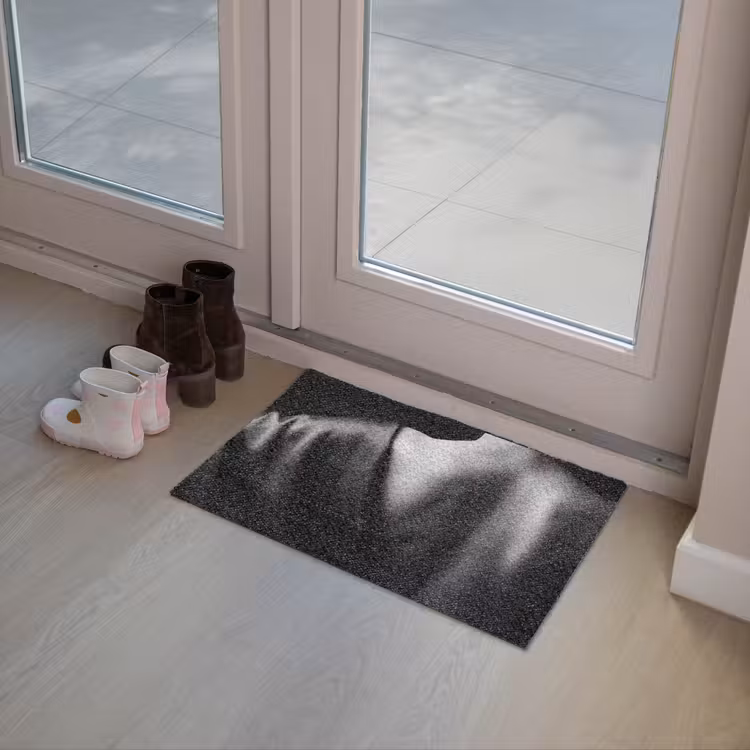 Deurmat - Schouder - Zijde - Rug - Zwart - Wit - Elegant — 8
