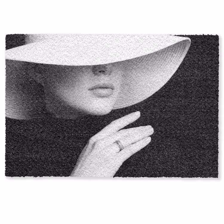 Deurmat - Vrouw - Hoed - Hand - Zwart - Wit - Klassiek — 1
