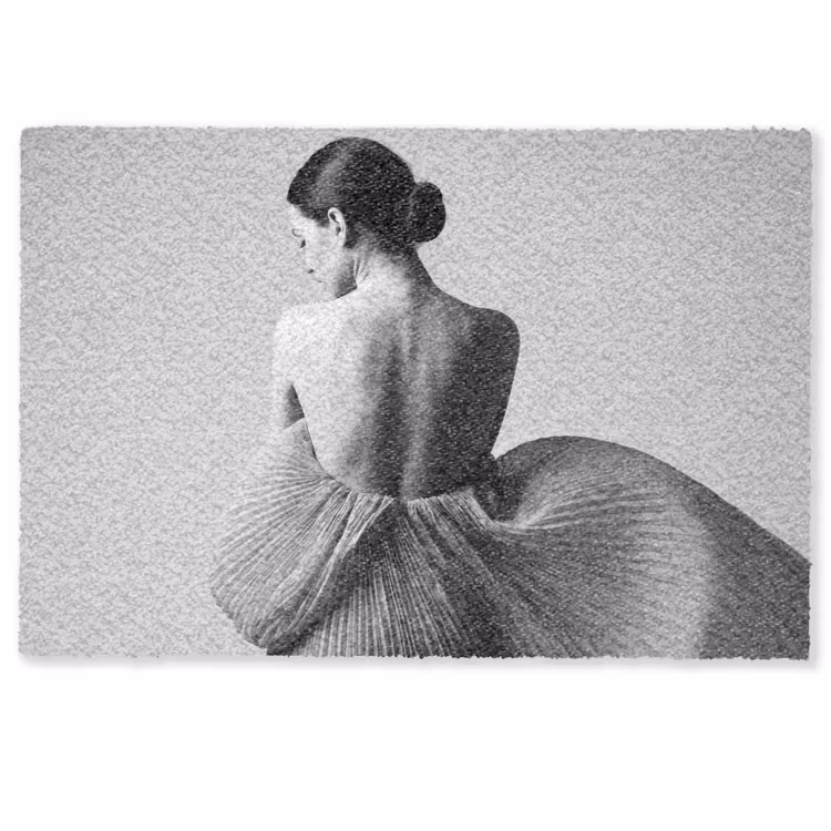 Deurmat - Vrouw - Rug - Textuur - Zwart - Wit - Elegant — 1