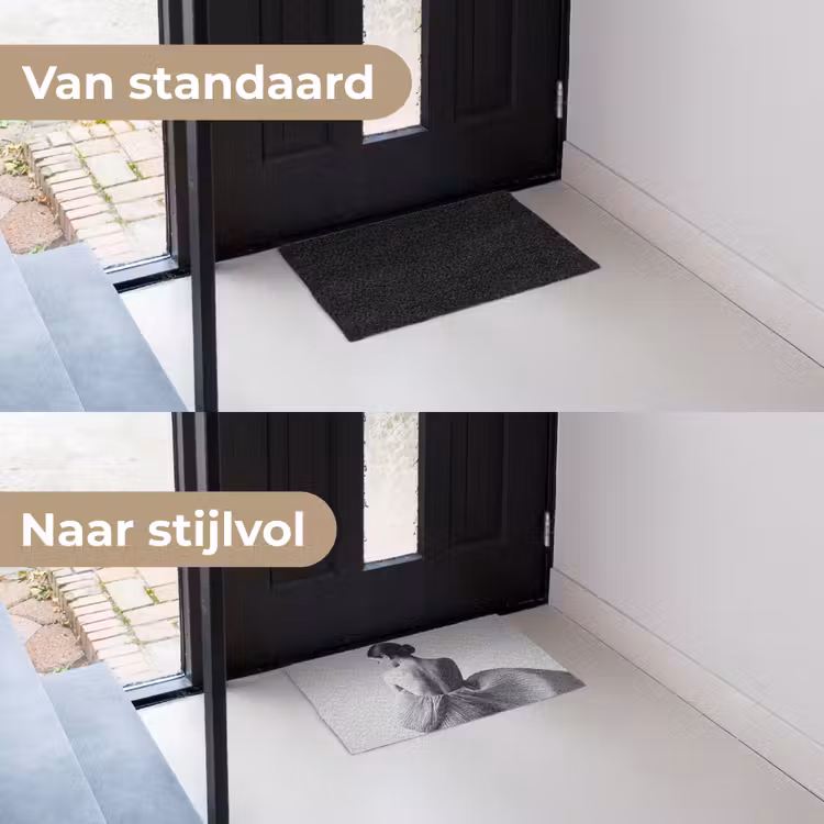 Deurmat - Vrouw - Rug - Textuur - Zwart - Wit - Elegant — 3