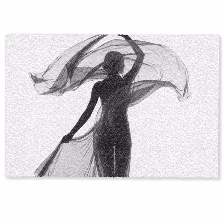 Deurmat - Vrouw - Sluier - Portret - Zwart - Wit - Artistiek — 1