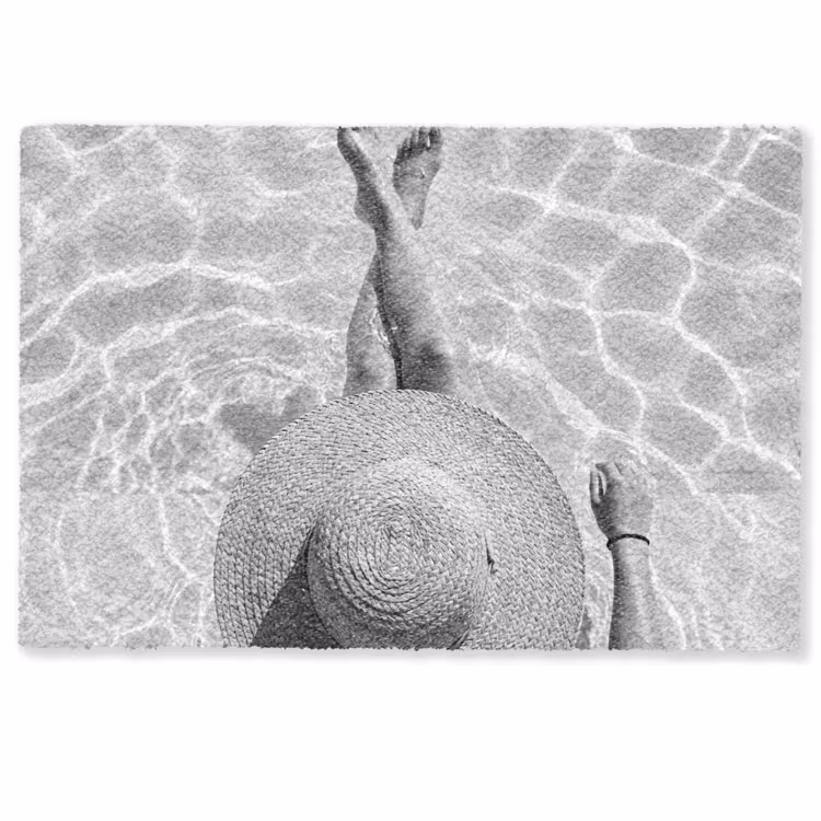Deurmat - Zwembad - Hoed - Water - Zwart - Wit - Zomers — 1