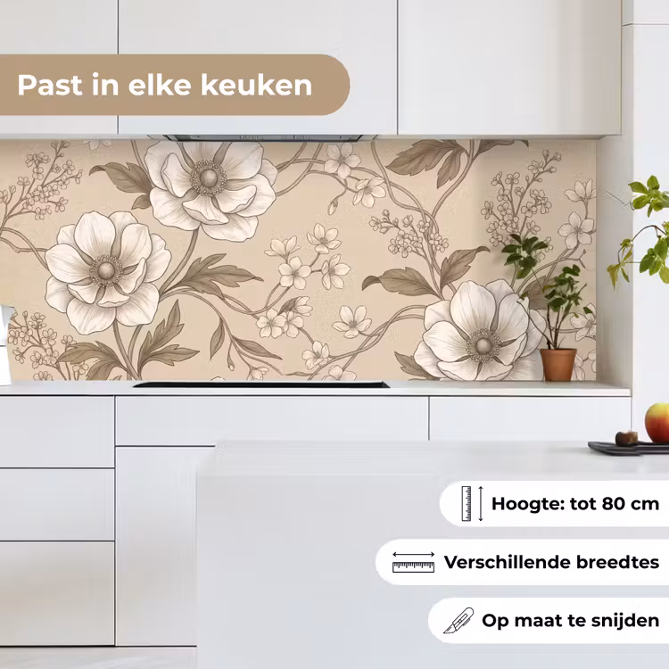 Keuken achterwand - Bloemen - Patroon - Beige — 4