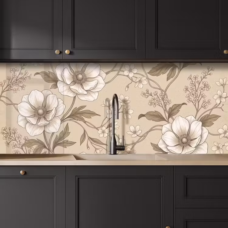 Keuken achterwand - Bloemen - Patroon - Beige — 6